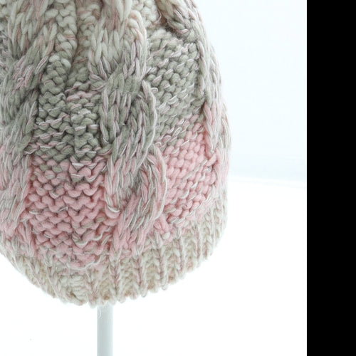 George Girls Pink Acrylic Bobble Hat Size S