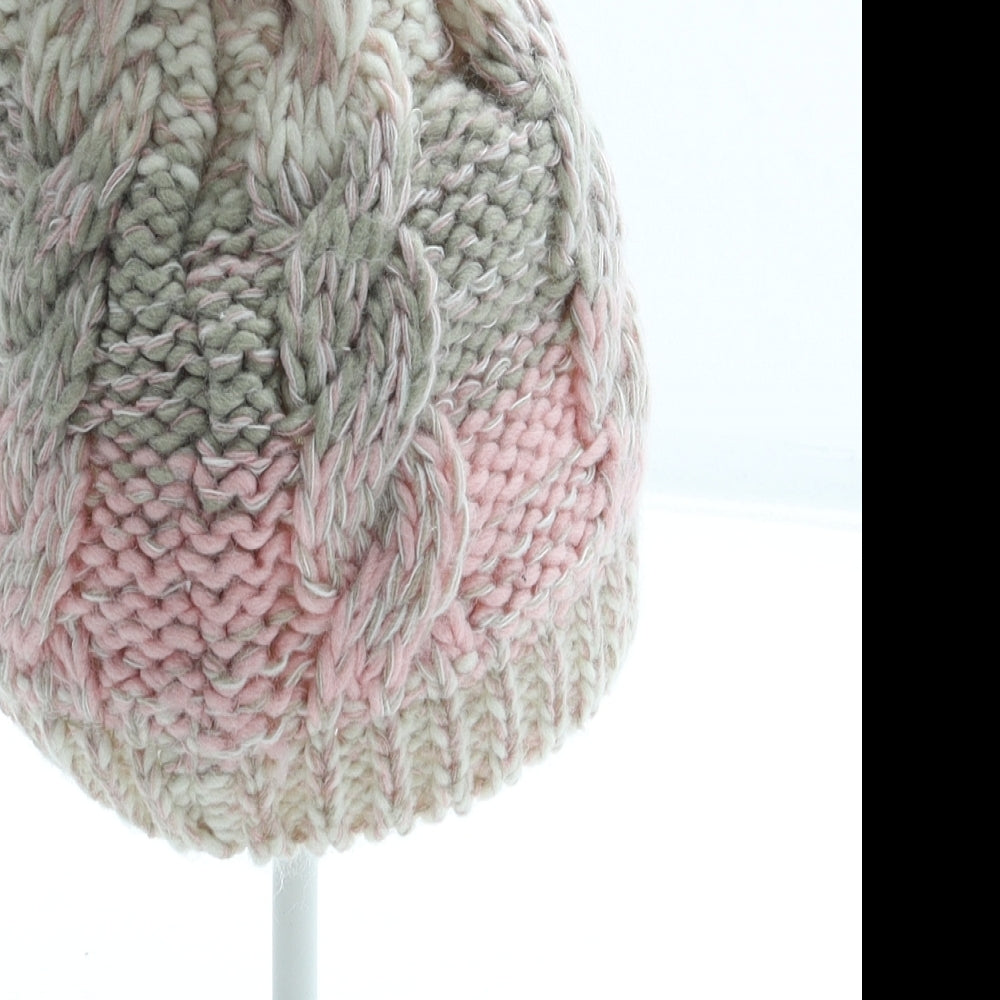 George Girls Pink Acrylic Bobble Hat Size S