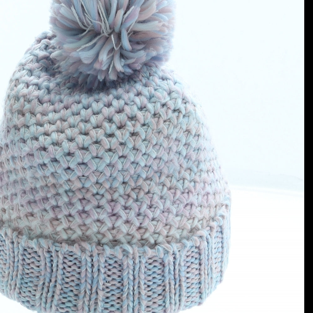 Primark Womens Multicoloured Acrylic Bobble Hat Size M - Pastel Mermaid