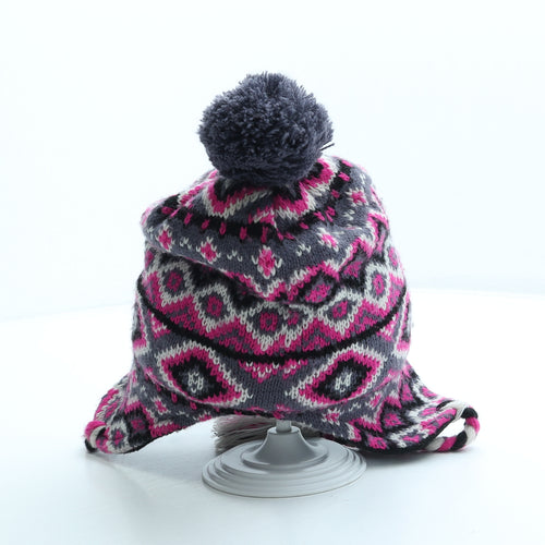 Preworn Girls Multicoloured Fair Isle Acrylic Bonnet Size S - Pom Pom