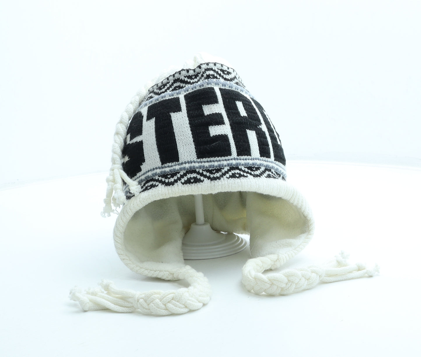 Amsterdam Womens White Geometric Acrylic Bonnet One Size