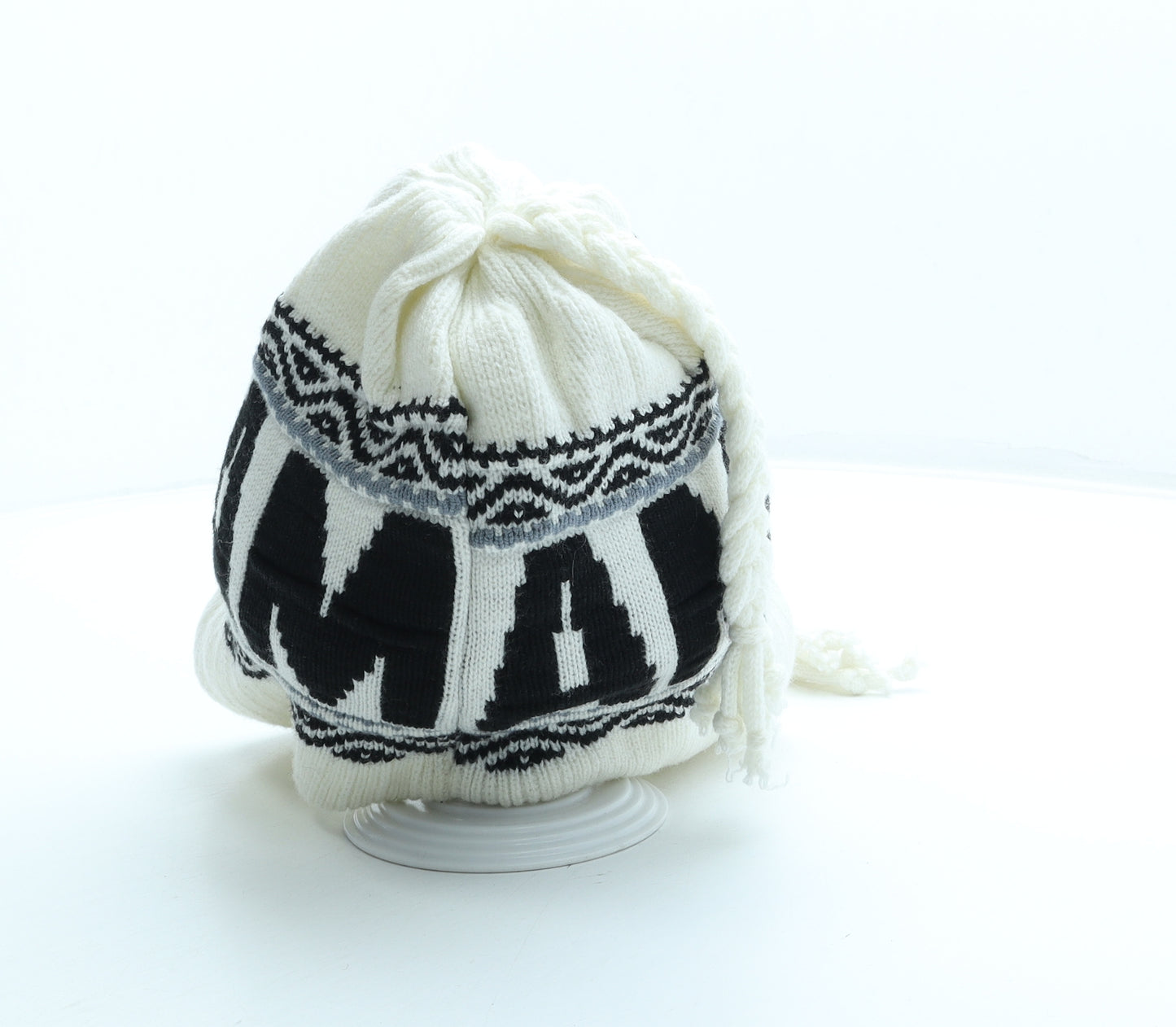 Amsterdam Womens White Geometric Acrylic Bonnet One Size