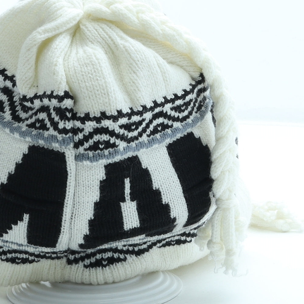 Amsterdam Womens White Geometric Acrylic Bonnet One Size