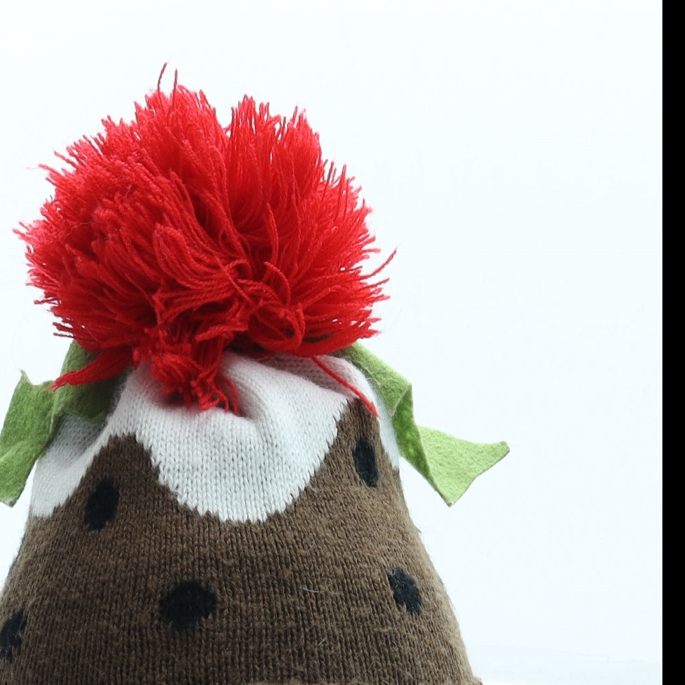 TJ Max Girls Brown Geometric Acrylic Bobble Hat One Size - Christmas Pudding