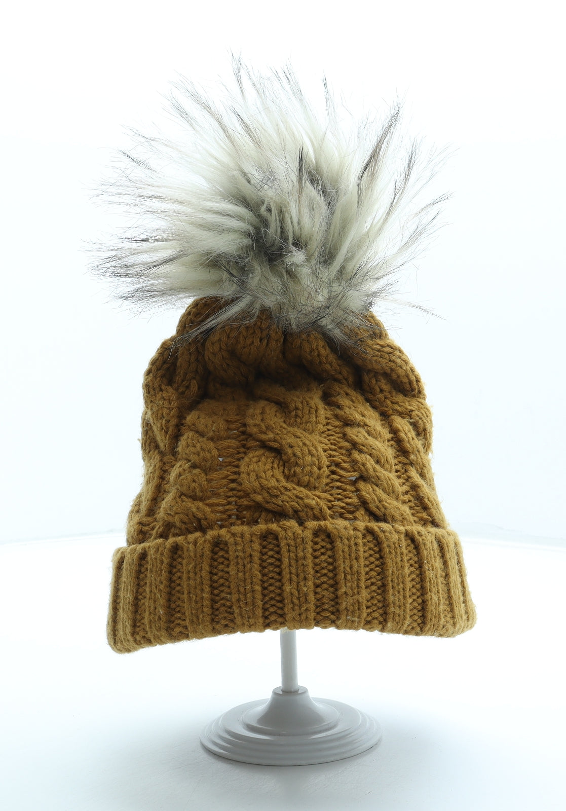 New Look Womens Orange Acrylic Bobble Hat One Size