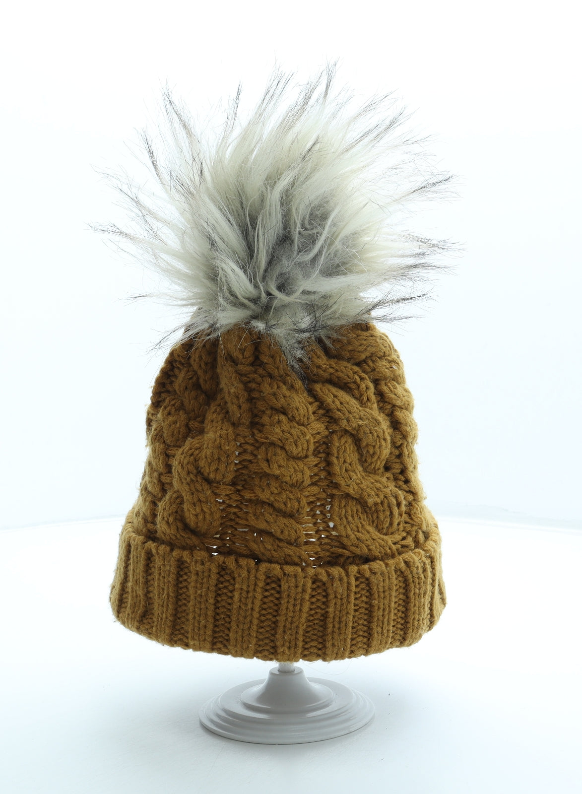 New Look Womens Orange Acrylic Bobble Hat One Size