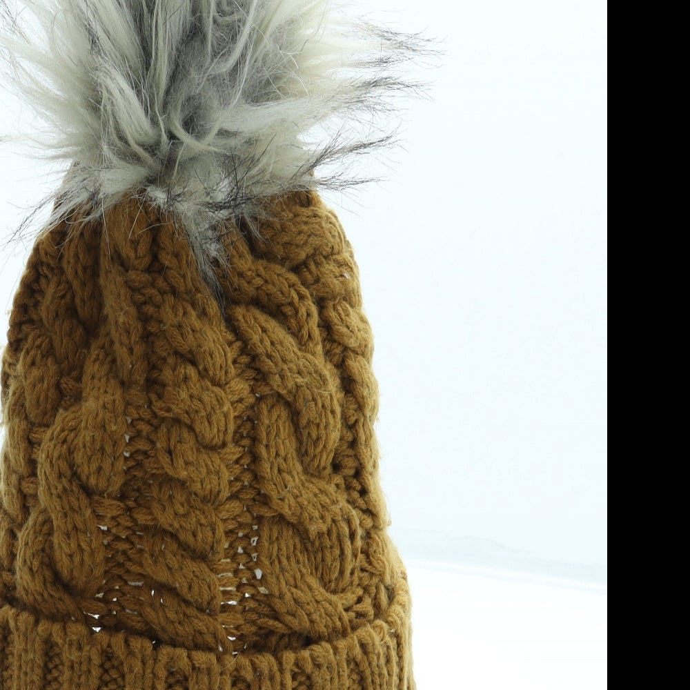 New Look Womens Orange Acrylic Bobble Hat One Size