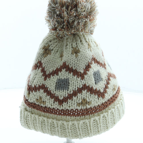 George Boys Brown Fair Isle Acrylic Bobble Hat Size S