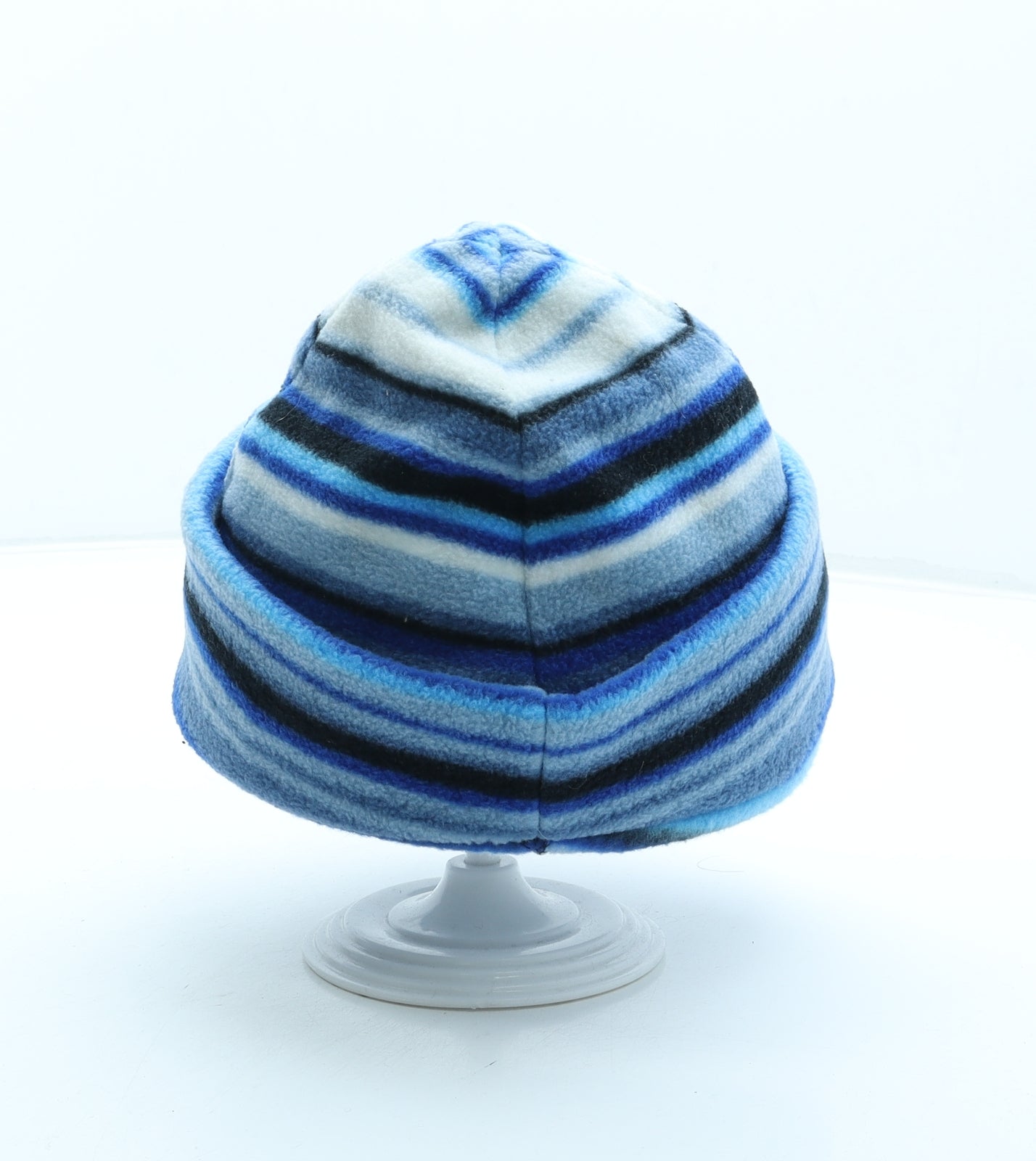 Preworn Mens Blue Striped Polyester Beanie One Size