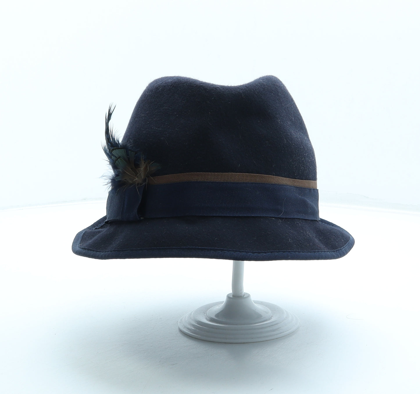 Accessorize Womens Blue Wool Trilby One Size - Feather