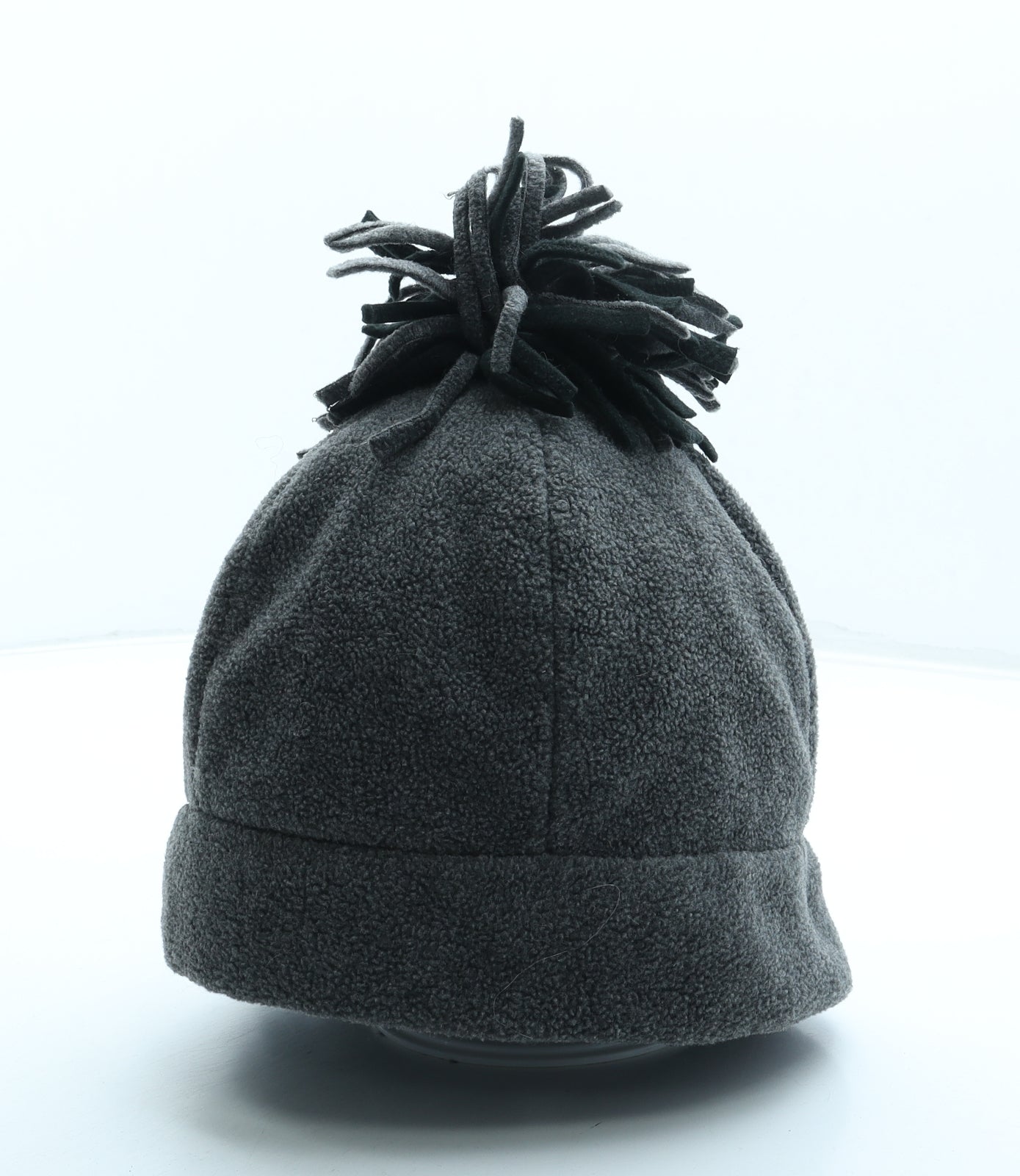 Preworn Mens Grey Polyester Beanie One Size - Pom Pom