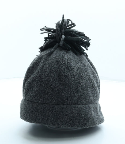 Preworn Mens Grey Polyester Beanie One Size - Pom Pom