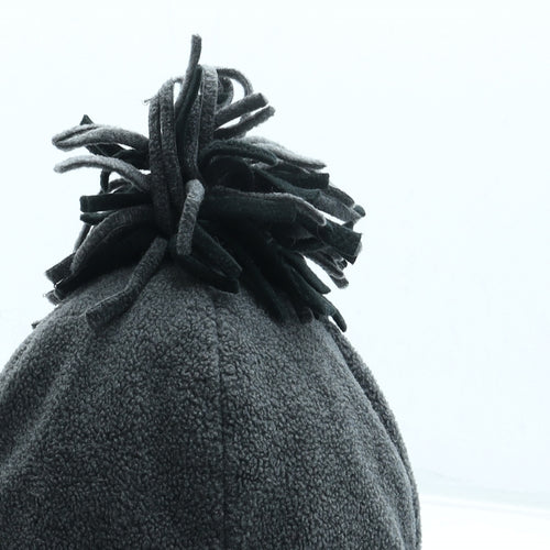 Preworn Mens Grey Polyester Beanie One Size - Pom Pom