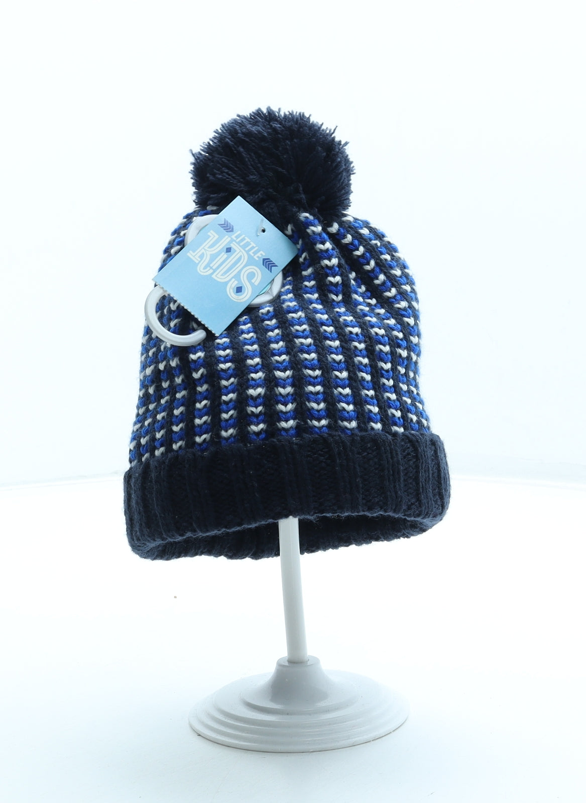 Matalan Boys Blue Geometric Acrylic Bobble Hat Size S