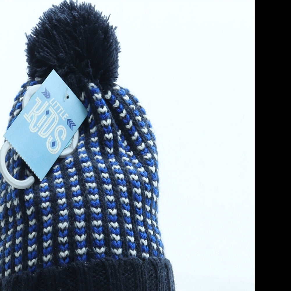 Matalan Boys Blue Geometric Acrylic Bobble Hat Size S