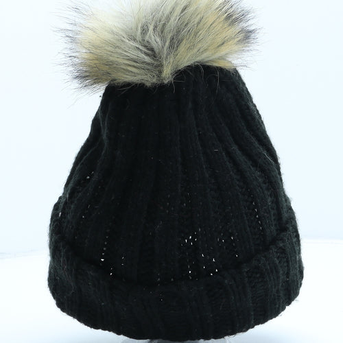 Atmosphere Womens Black Acrylic Bobble Hat One Size