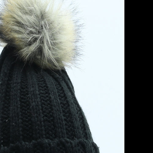 Atmosphere Womens Black Acrylic Bobble Hat One Size