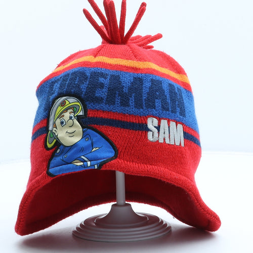 George Boys Red Acrylic Bobble Hat One Size - Fireman Sam