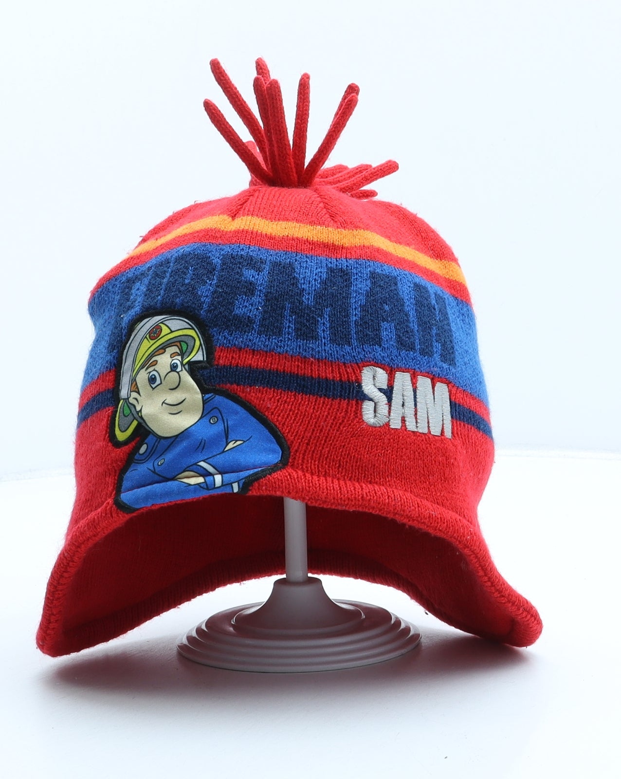 George Boys Red Acrylic Bobble Hat One Size - Fireman Sam