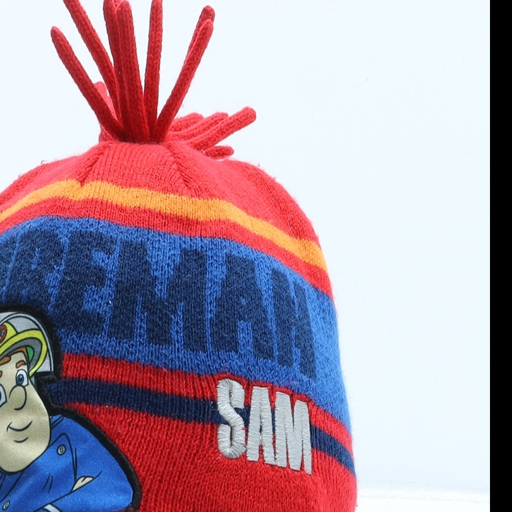 George Boys Red Acrylic Bobble Hat One Size - Fireman Sam