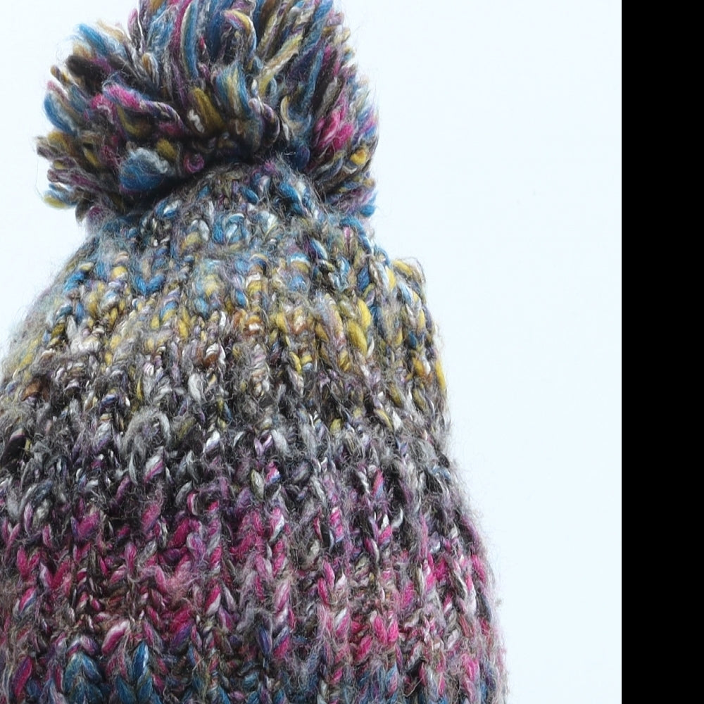 NEXT Girls Multicoloured Striped Acrylic Bobble Hat One Size