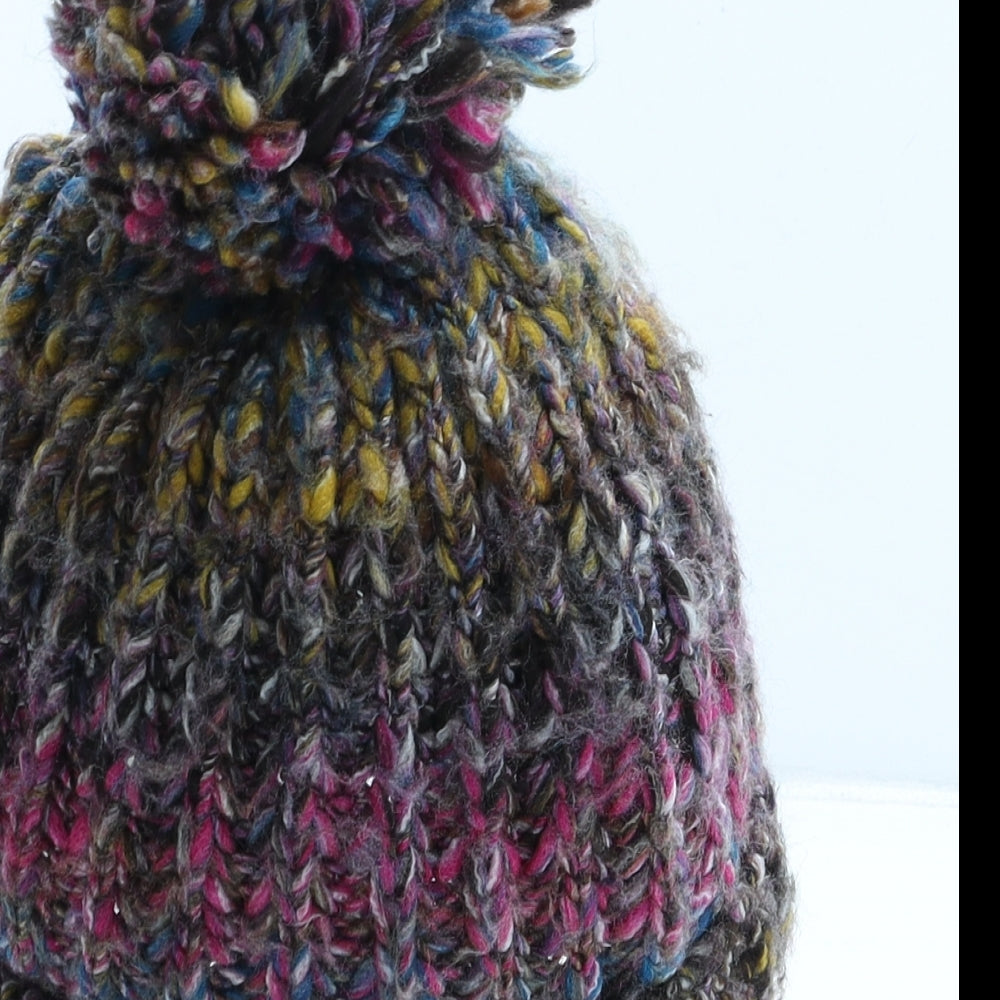 NEXT Girls Multicoloured Striped Acrylic Bobble Hat One Size