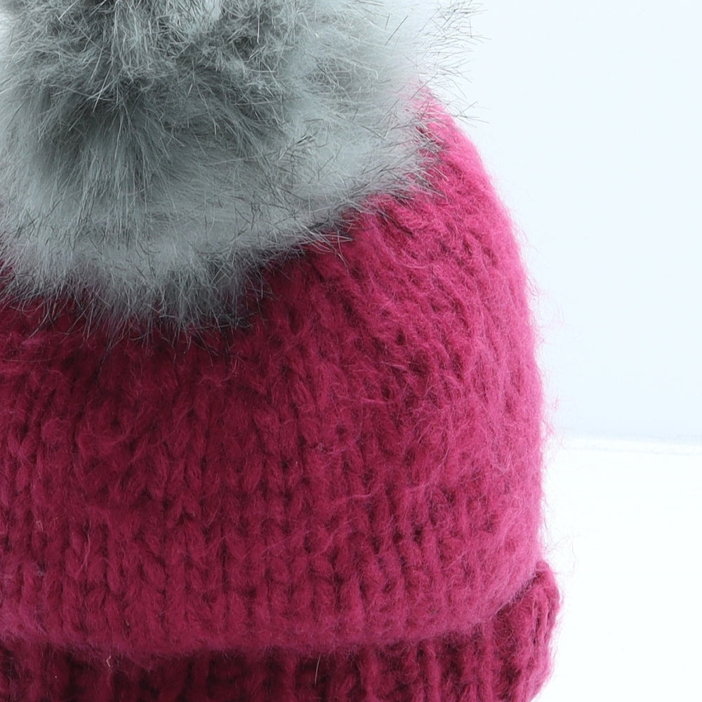 White Stuff Womens Purple Acrylic Bobble Hat One Size