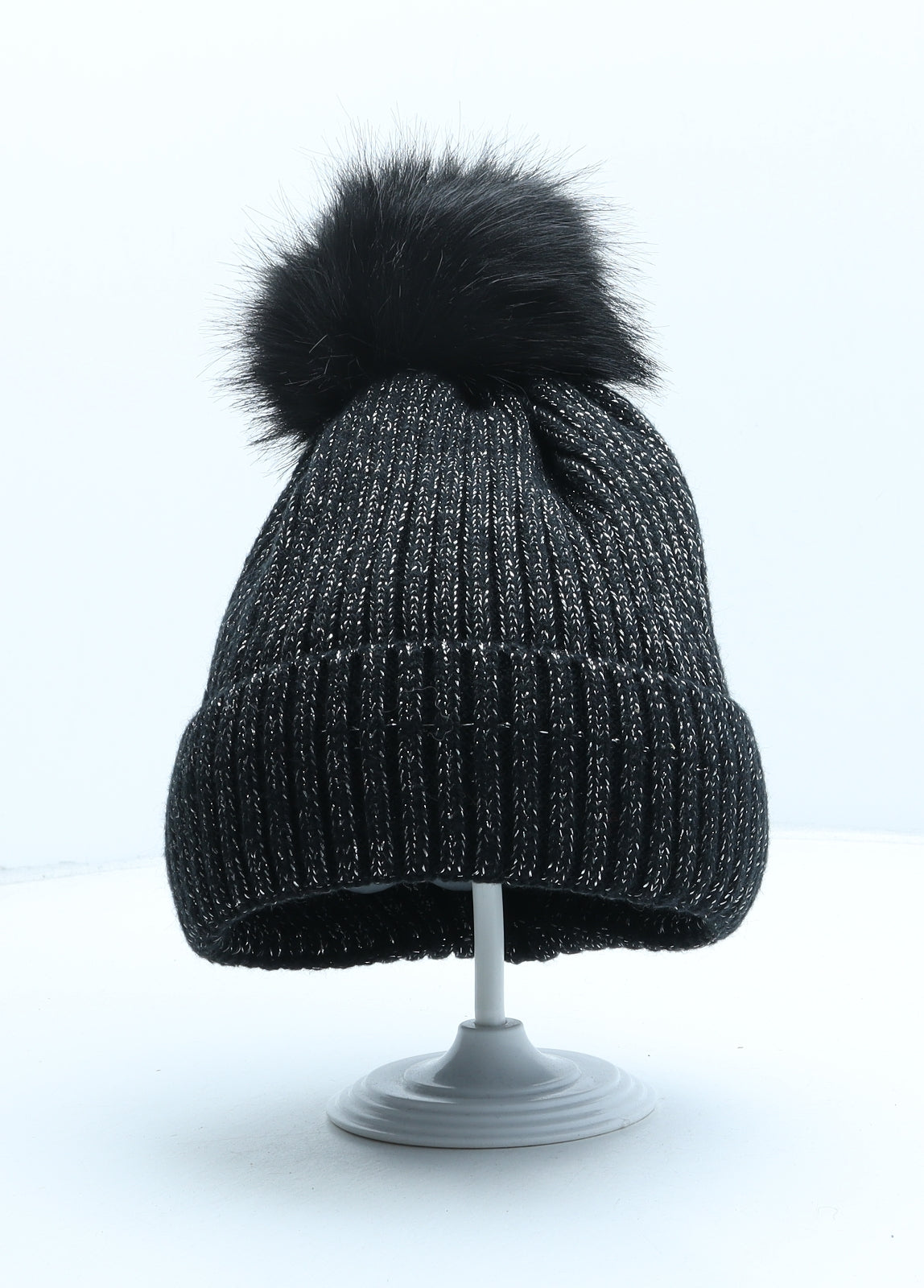 Preworn Womens Black Acrylic Bobble Hat One Size