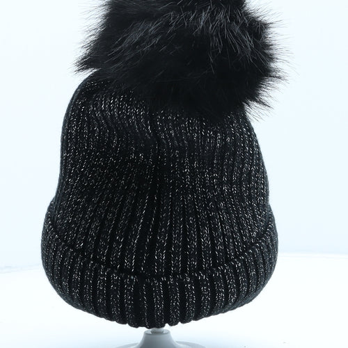 Preworn Womens Black Acrylic Bobble Hat One Size
