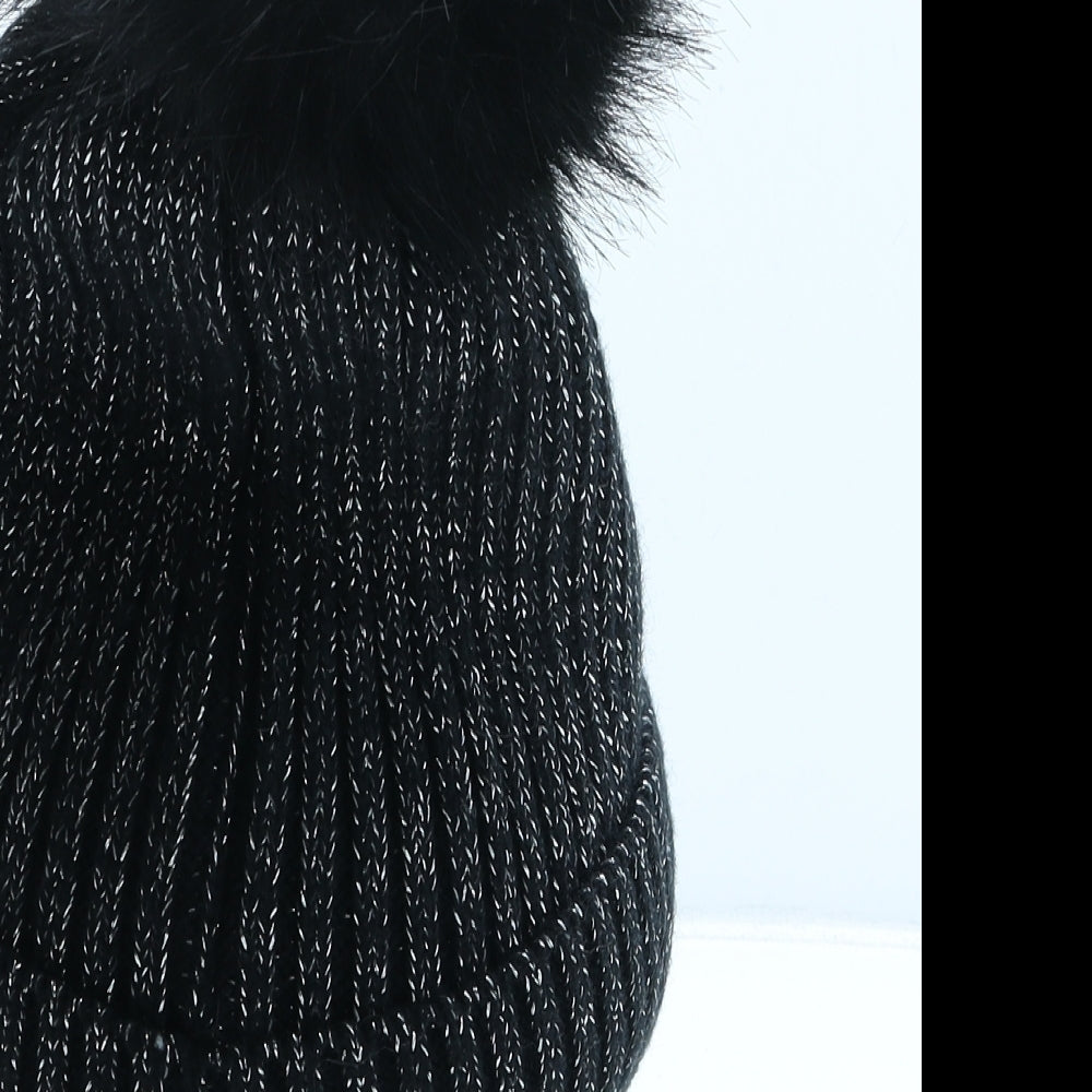 Preworn Womens Black Acrylic Bobble Hat One Size