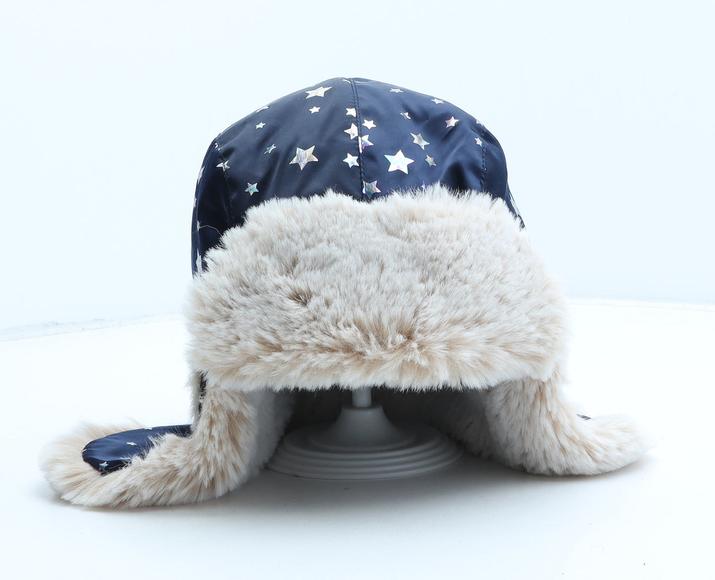 F&F Girls Blue Geometric Polyester Trapper Hat One Size - Stars