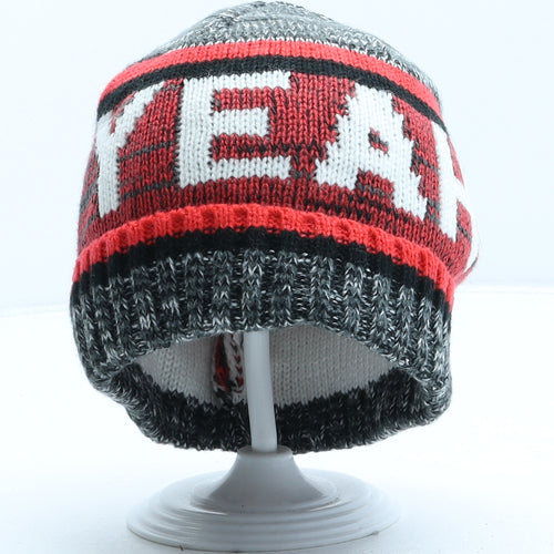 F&F Boys Grey Striped Acrylic Beanie One Size