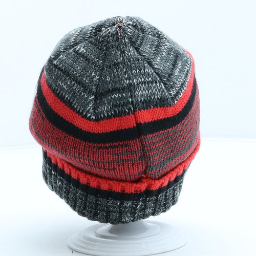 F&F Boys Grey Striped Acrylic Beanie One Size