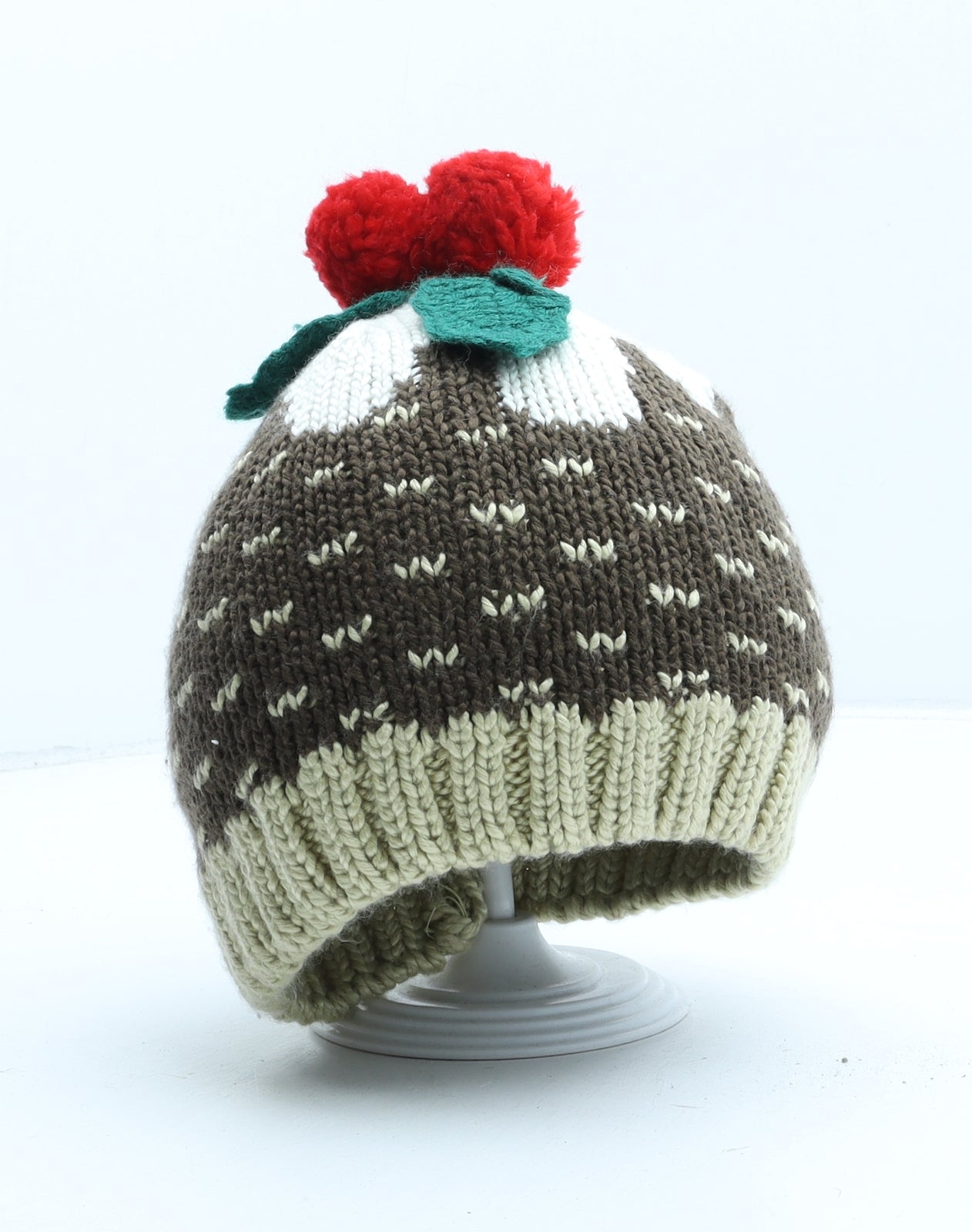 Atmosphere Womens Multicoloured Acrylic Bobble Hat One Size - Christmas Pudding