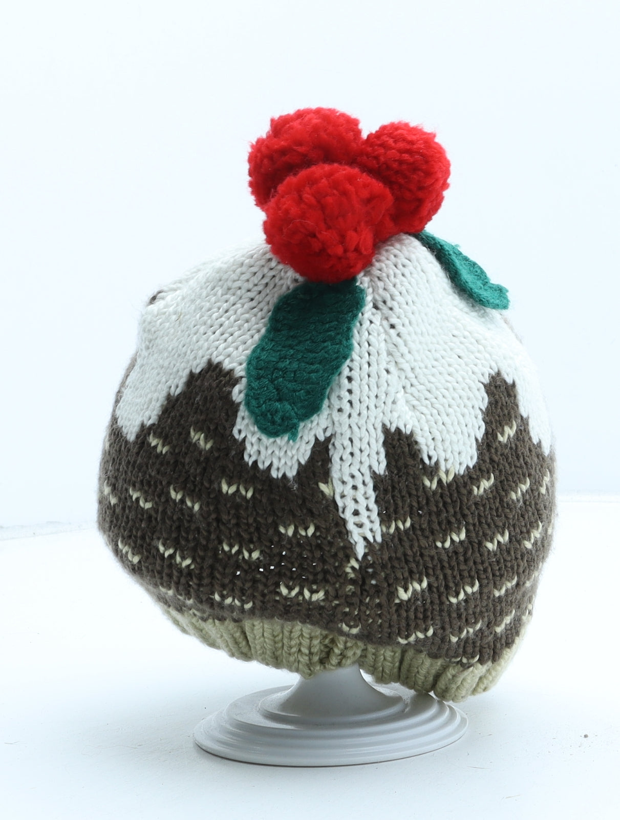 Atmosphere Womens Multicoloured Acrylic Bobble Hat One Size - Christmas Pudding