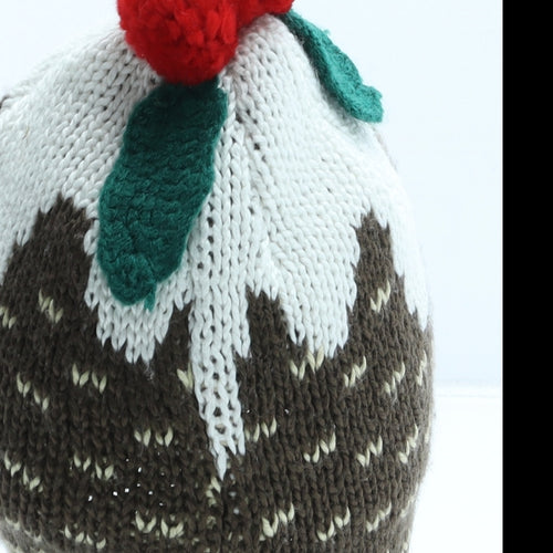 Atmosphere Womens Multicoloured Acrylic Bobble Hat One Size - Christmas Pudding