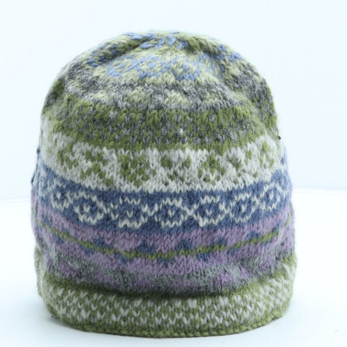 Pachamama Womens Green Fair Isle Polyester Beanie One Size