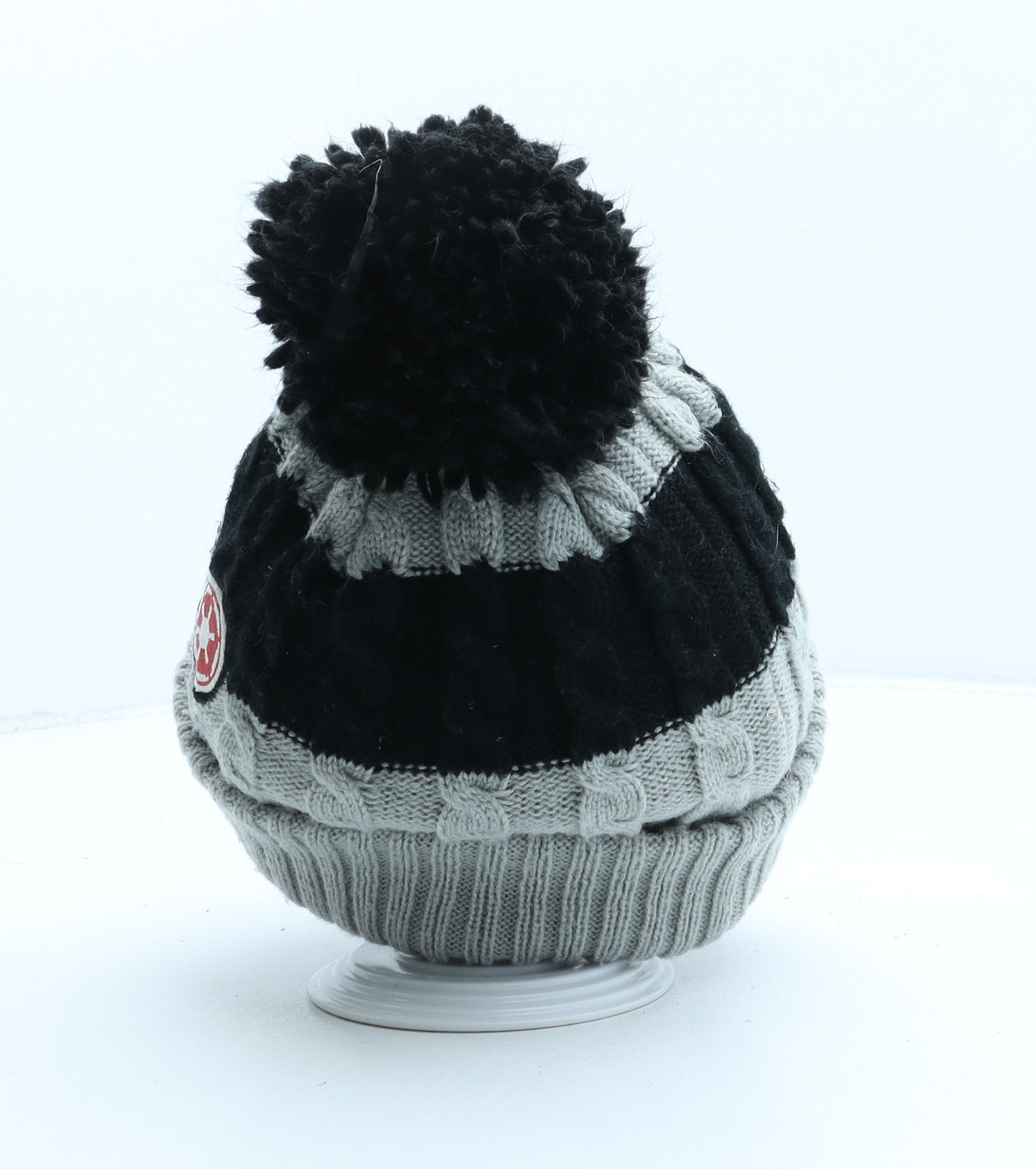 George Boys Grey Striped Acrylic Bobble Hat One Size - Star Wars