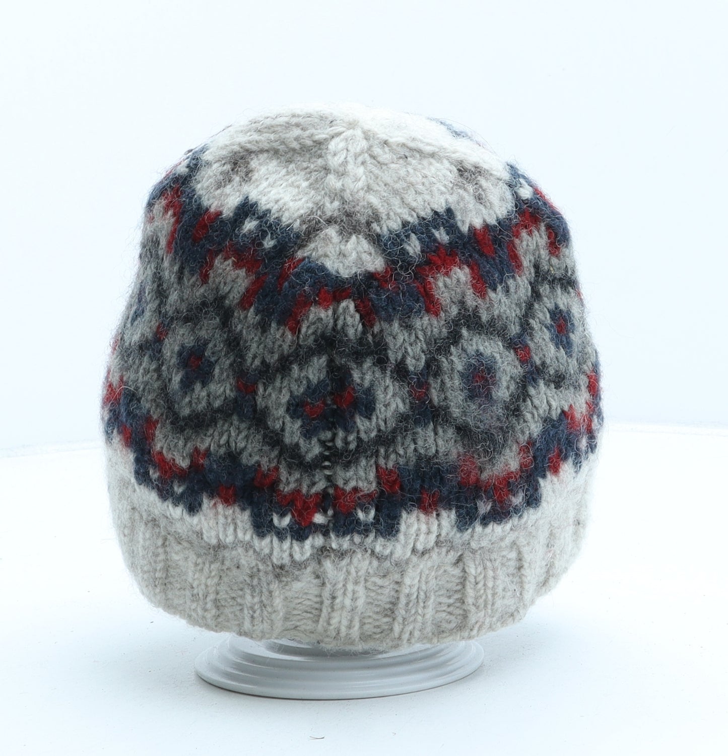 Fat Face Womens Beige Argyle/Diamond Acrylic Beanie One Size