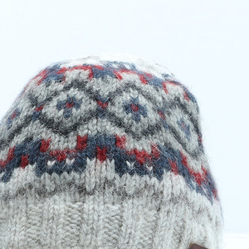 Fat Face Womens Beige Argyle/Diamond Acrylic Beanie One Size
