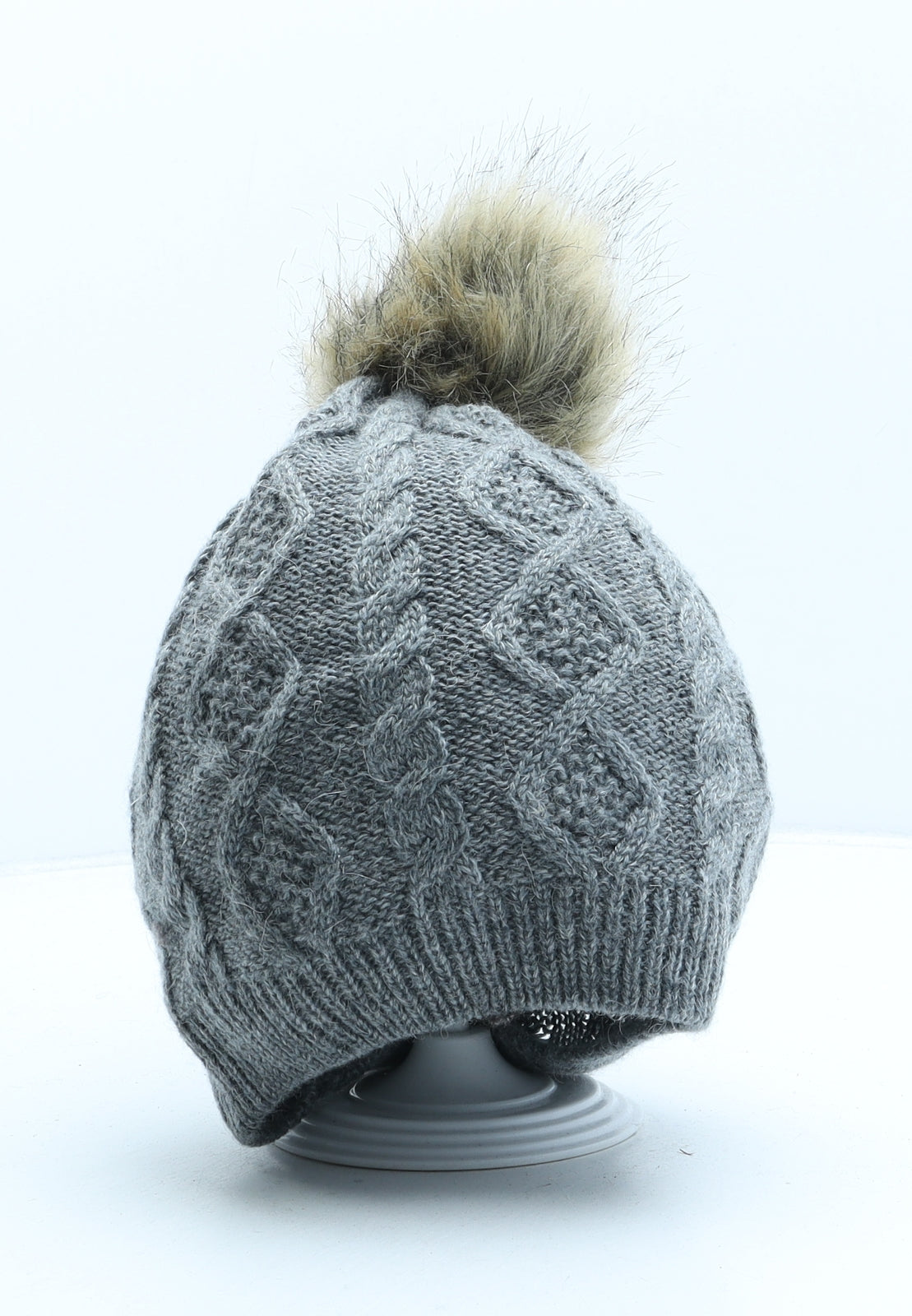 Accessorize Womens Grey Polyester Bobble Hat One Size