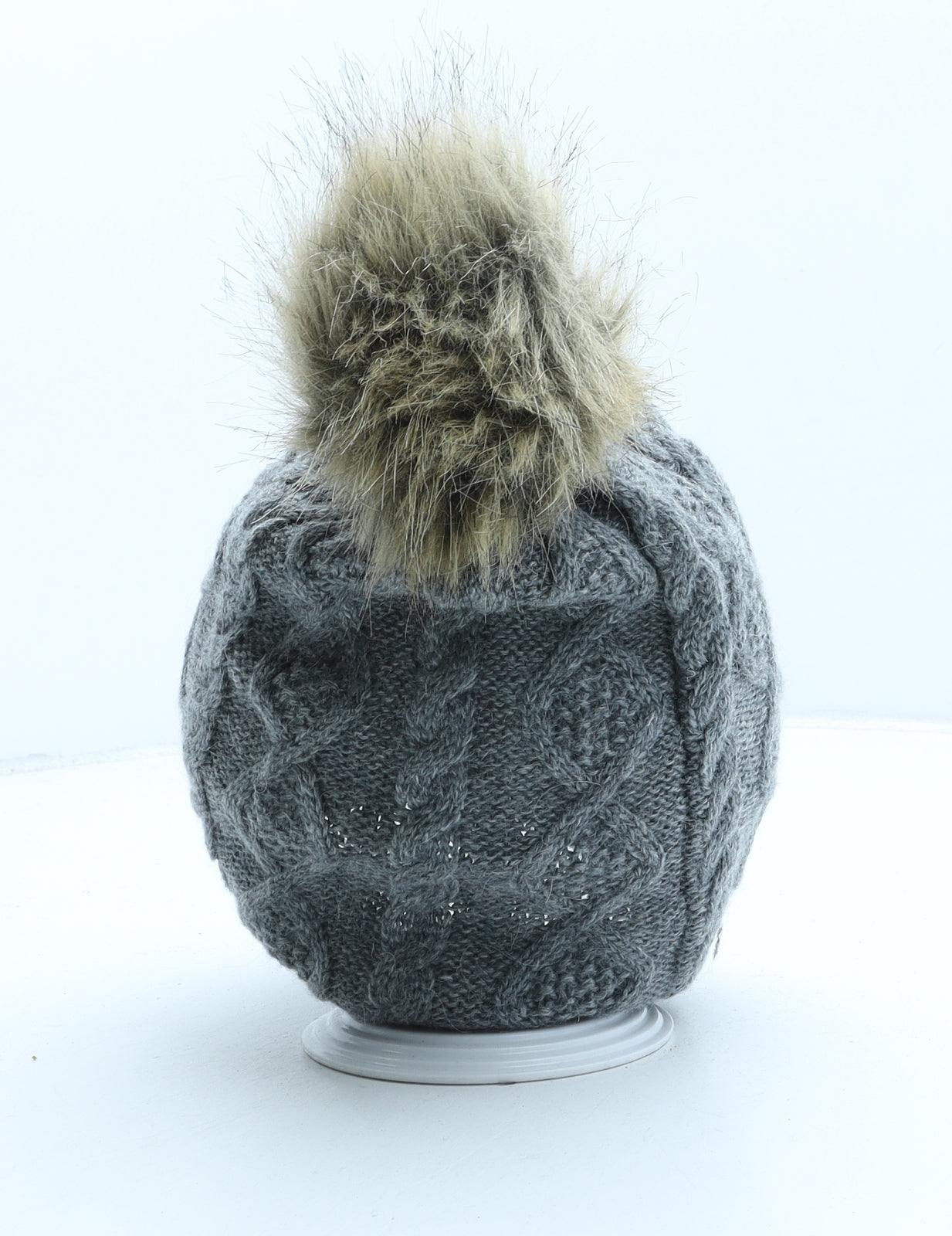 Accessorize Womens Grey Polyester Bobble Hat One Size