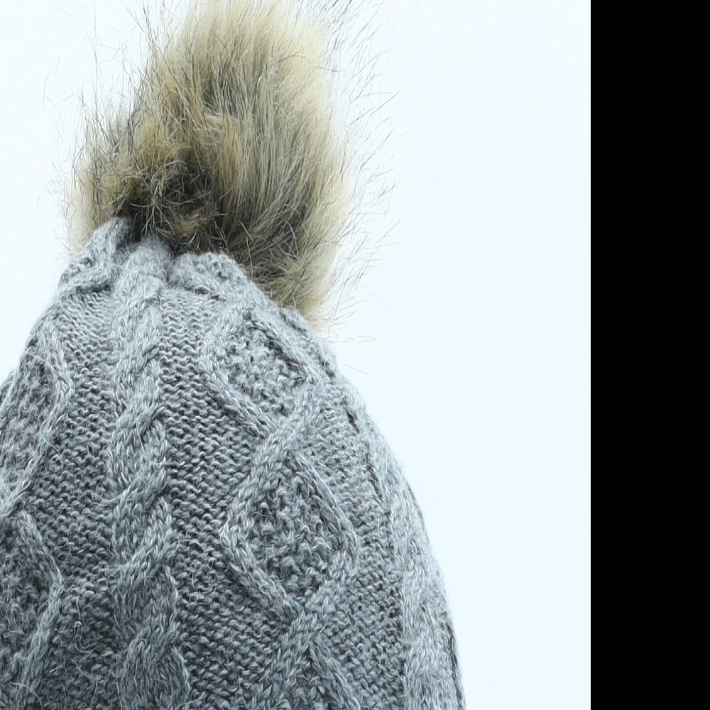 Accessorize Womens Grey Polyester Bobble Hat One Size