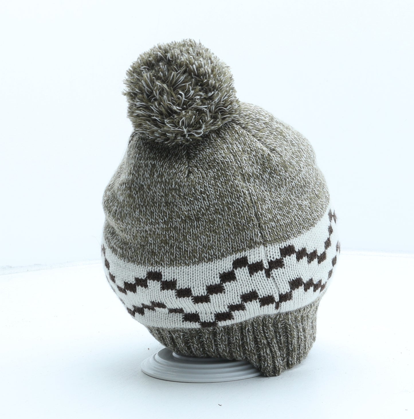 Matalan Womens Beige Fair Isle Acrylic Bobble Hat One Size