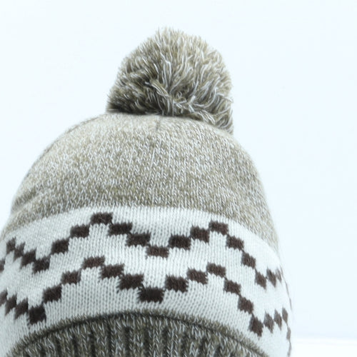 Matalan Womens Beige Fair Isle Acrylic Bobble Hat One Size