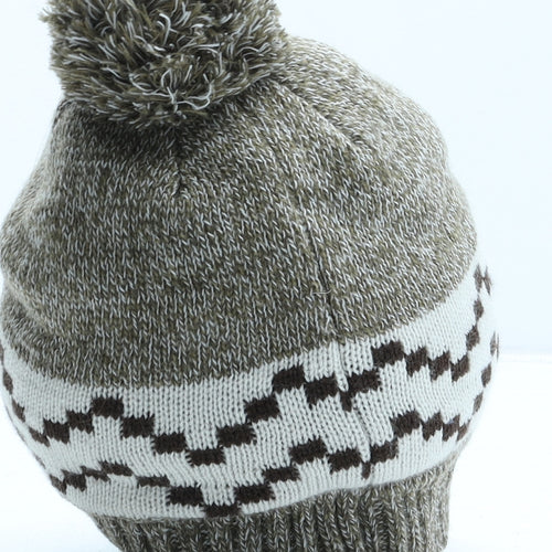 Matalan Womens Beige Fair Isle Acrylic Bobble Hat One Size