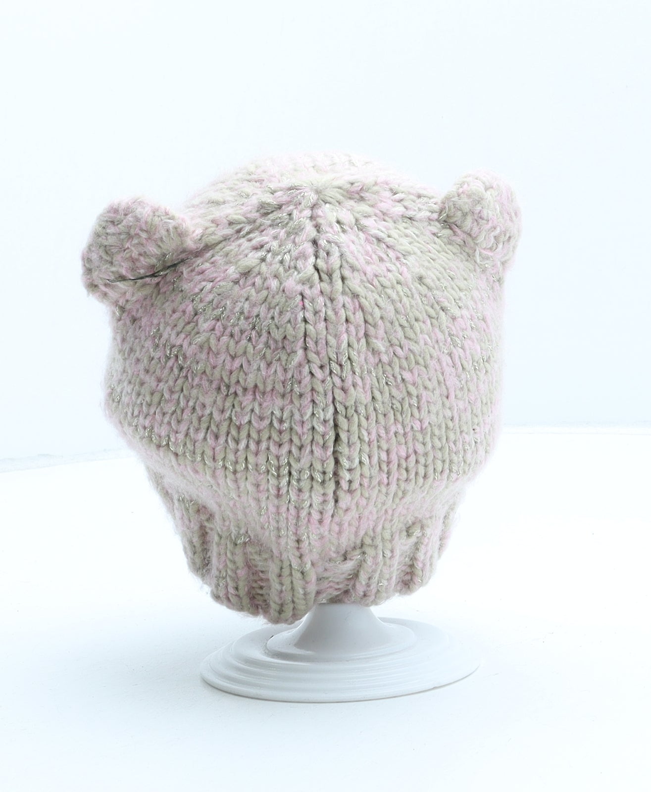 George Girls Beige Acrylic Beanie One Size - Owl