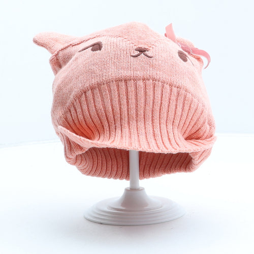 Preworn Girls Pink Acrylic Beanie One Size - Bear