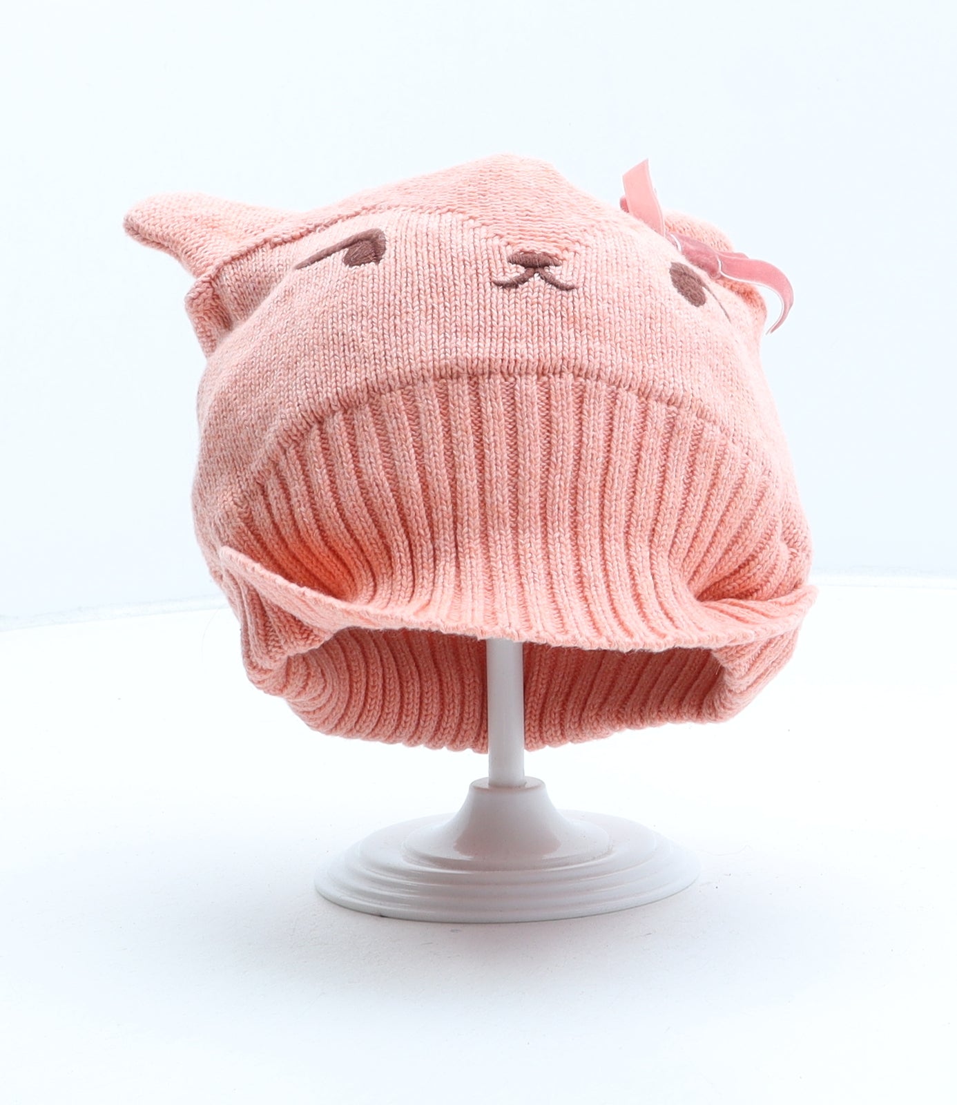 Preworn Girls Pink Acrylic Beanie One Size - Bear