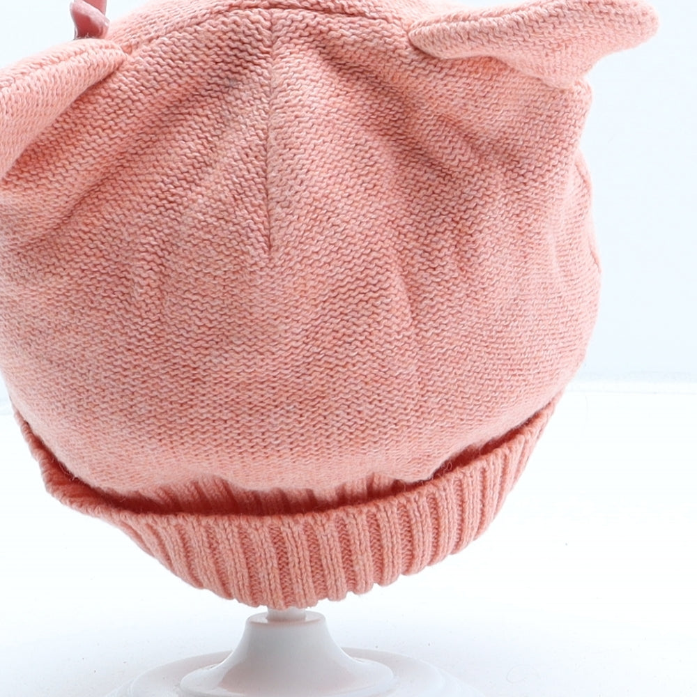 Preworn Girls Pink Acrylic Beanie One Size - Bear